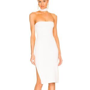 superdown White Strapless Midi Dress with Choker